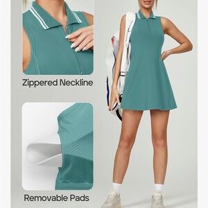 Teal Sleeveless Polo Dress for Golf or Tennis